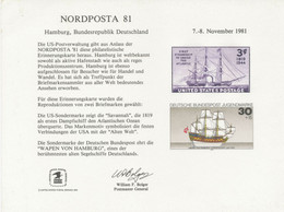 NORDPOSTA 81 - US Postal Administration Philatelic Commemorative Card, Rare - Brieven En Documenten