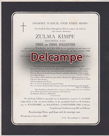 Westkerke - Rouwbrief - "Kimpe Zulma" 1910-1960 - Ouders: Kimpe Emiel En Pollentier Emma - Oudenburg