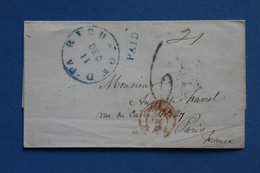 D46 ETATS UNIS  BELLE LETTRE RARE  1855 RICHMOND  POUR  PARIS FRANCE++++CACHET BLEU+ +AFFRANCH. PLAISANT - …-1845 Préphilatélie