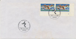 1978, Schwimmweltmeisterschaften In BERLIN 40 Pf Eckrandpaar Mit Platten-Nr. 2 Auf FDC, Teilweise Stockflecken - Cartas & Documentos