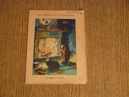 Protège-Cahier/Couverture "Fables De La Fontaine - Le Singe Et Le Chat" - Format Plié 22,5x 17,3 Cm Env. - Protège-cahiers