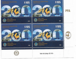 ARGENTINA 2021 200 YEARS OF FEDERAL POLICE BLOCK OF FOUR VALUES MINT MNH - Unused Stamps