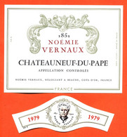 Etiquette + Collerette Ancienne Neuve De Vin Chateauneuf Du Pape 1979 Noémie Vernaux à Beaune - 75 Cl - Languedoc-Roussillon