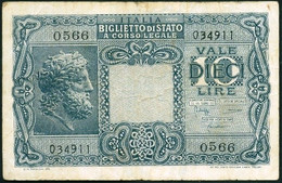 ITALY  BIGLIETTO DI STATO  - 10 Lire ‘Vittorio Emanuele III  -   (F) - Other & Unclassified