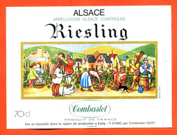 Etiquette Neuve De Vin D'alsace Riesling  Combastet à Eplig - 70 Cl - Riesling