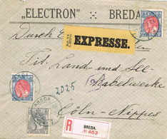 43893. Frontal Express Certificado BREDA (Nederland) Holanda 1920 To COLN, Germany - Brieven En Documenten