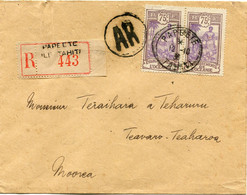 OCEANIE LETTRE RECOMMANDEE AR DEPART PAPEETE 12-10-36 TAHITI POUR L'OCEANIE - Storia Postale