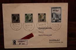 LUXEMBURG 1940 Erfurt Einschreiben Cover Luxembourg Registered Recommandé Besetzung Eilboten Expres - 1940-1944 Ocupación Alemana