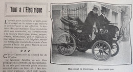 1902 LA VOITURE ELECTRIQUE - TOUT À L'ELECTRIQUE - LA VIE AU GRAND AIR - 1900 - 1949