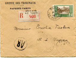 OCEANIE LETTRE RECOMMANDEE AR CENSUREE DEPART PAPEETE 5-12-40 ILE TAHITI POUR L'OCEANIE - Cartas & Documentos