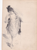 Illustration Léon Dax  Femme Seins Nus Et Voile - Andere Zeichner