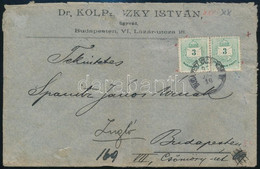 1897 11 1/2 Fogazású Színes Számú 3kr Pár Lemezhibákkal Túlsúlyos Budapesti Helyi Levélen. A 6kr Bérmentesítés Rendkívül - Other & Unclassified