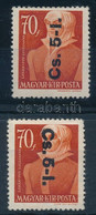 ** 1946 Betűs I. Cs. 5-1./70f Fordított Felülnyomattal + Támpéldány (25.000) - Other & Unclassified