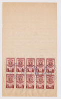 Bulgaria Bulgarian Bulgarije 1950 Document With 10x1Lv. Fiscal Revenue Stamps Stamp Revenues (m472) - Brieven En Documenten