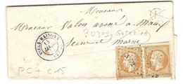 Aisne - Vieils Maisons. PC 3572 + CàD Type 15. Indice 8 - 1849-1876: Classic Period