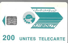 CARTE²-PUCE-OPT-DJIBOUTI-LOGO-200U-SC5-V°C48100907-R/V° Mat-Vert-Utilisé-TBE - Dschibuti