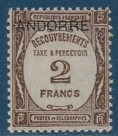 Andorre Français Taxe N°14* Faible Trace De Charnière Tres Frais & TTB Signé Calves - Nuevos