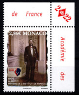 MONACO 2022 - ADMISSION DU PRINCE ALBERT IER À L'INSTITUT DE FRANCE / Y.T. N° 3312  - NEUF ** - Neufs