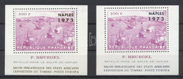 ** 1973 Nemzetközi Bélyegkiállítás NAPLES'73 Arany és Ezüst Felülnyomással Blokk Mi 34A + Mi 35A - Other & Unclassified