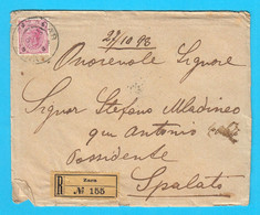 OLD REGISTERED LETTER (Posta Raccomandata) - 1898. Travelled Zara To Spalato (Dalmazia) * Italy Italia Dalmatia - Other & Unclassified