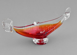 Muránói Hutaüveg Gondola, Anyagában Színezett, Kis Csorbával, H: 19,5 Cm - Glass & Crystal