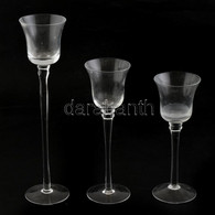 3 Darabos Mécses Tartó Szett, üveg, Hibátlan, M:20-30cm - Glass & Crystal