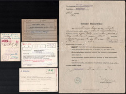 Cca 1941-1960 4 Db-is Militária Tétel (sorozási Bizonyítvány, Bevonulási Papír, Behívóparancs) - Other & Unclassified