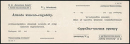 Cca 1935 M. Kir. "Bornemissza Gergely" 1. Honvéd Utászzászlóalj Pkh.-e állandó Kimenő Engedély Kartonja, Jó állapotban - Other & Unclassified