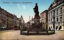 ** T1 Duisburg, Königstrasse Mit Bismarck-denkmal / Street, Tram, Bismarck-statue - Unclassified