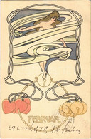 T2 1900 Februar. Titkosírás / February. Art Nouveau Litho - Unclassified