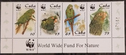 (WWF-242) W.W.F. Cuba Parrot / Bird MNH Perf Strip Stamps With Bottom Margin 1998 - Ongebruikt