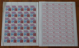 Deux Feuilles Complètes De Vignettes émises Par La Poste : ARPHILA75 Et CODE POSTAL - Enveloppe Cartonnée Pour L'envoi - Feuilles Complètes