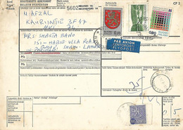 FINLAND 1974   AIRMAIL  REGISTERED PARCEL CARD  TO PAKISTAN. - Covers & Documents