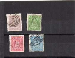 Danemark: Service  Lot De 4 Valeurs N°5b,6b,8b,10b Oblitérés Année (1875-1902) - Dienstzegels