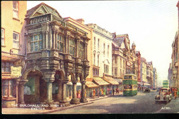 Exeter The Guildhall And High Street Bus Valentine's 1953 - Exeter