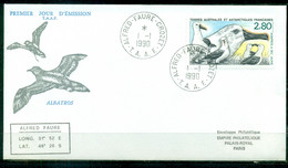 FDC-Carte Maximum Card # TAAF-FSAT 1990 (N°Yv. 150 Faune Antarctique-oiseaux-Vögel-birds-Alabtros Bec Jaune,Viviès - FDC
