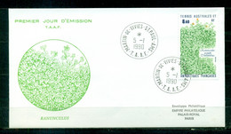 FDC-Carte Maximum Card # TAAF-FSAT 1990 (N°Yv. 154 ) Flore Antarticque -Ranunculus Pseudo Trullifolius-Kerguelen - FDC