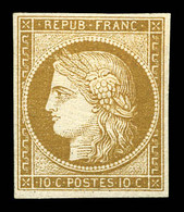 * N°1, 10c Bistre-jaune, Très Frais. SUP (signé Calves/certificat)  Qualité: *  Cote: 3100 Euros - 1849-1850 Cérès