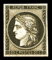 * N°3f, 20c Noir Sur Jaune Impression De 1862, TTB (certificat)  Qualité: *  Cote: 550 Euros - 1849-1850 Cérès