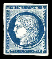 * N°4, 25c Bleu, Restauré, Belle Presentation (certificats)  Qualité: *  Cote: 8800 Euros - 1849-1850 Cérès