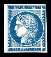 * N°4a, 25c Bleu Foncé, Petit Bord De Feuille Latéral, GRANDE FRAÎCHEUR, RARE Et SUPERBE (signé Brun/certificat)   Quali - 1849-1850 Cérès