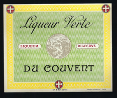 Ancienne Etiquette  Vernie Liqueur Verte Du Couvent - Alcohols & Spirits