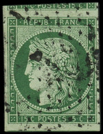 O FRANCE - Poste - 2b, Signé Calves, Avec Voisin: 15c. Vert Foncé - 1849-1850 Cérès