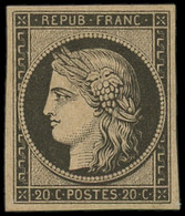 * FRANCE - Poste - 3f, Réimpression De 1862, Belles Marges: 20c. Noir S. Chamois - 1849-1850 Cérès