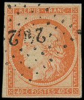 O FRANCE - Poste - 5, Obl. PC, Signé Roumet: 40c. Orange - 1849-1850 Ceres