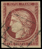 O FRANCE - Poste - 6, Signé Calves, Belles Marges: 1f. Carmin - 1849-1850 Ceres