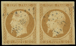 O FRANCE - Poste - 9, En Paire, Oblitérée PC, Signé Miro Et Cotin: 10c. Bistre-jaune - 1852 Luis-Napoléon