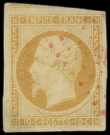 O FRANCE - Poste - 13A, Oblitération PC Rouge, Belles Marges Dont Voisin: 10c. Bistre - 1853-1860 Napoleon III