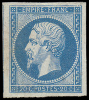 (*) FRANCE - Poste - 14A, Type I, Très Belles Marges: 20c. Bleu - 1853-1860 Napoléon III