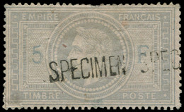 SPE FRANCE - Poste - 33h, Avec Surcharge Noire Spécimen (petits Défauts), Gommé: 5f. Napoléon - 1863-1870 Napoleone III Con Gli Allori